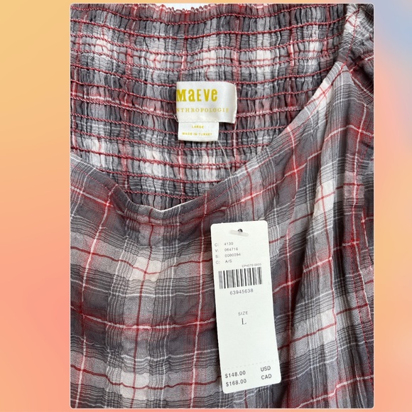 NWT Anthropologie Maeve Plaid Babydoll Dress. Size L - Picture 3 of 4